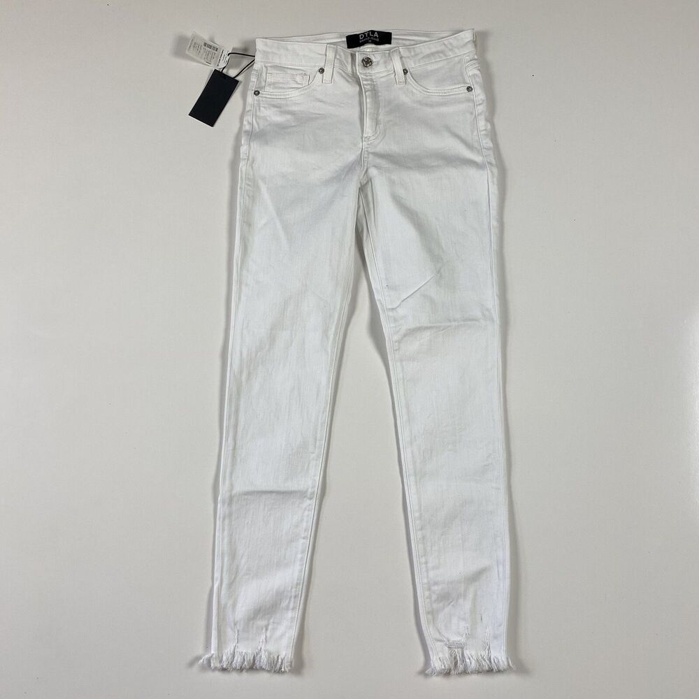 NWT DTLA Brand Jeans White Skinny Raw Hem Crop Sz 25